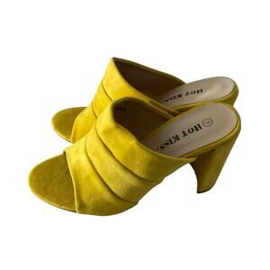 Hot Kiss Womens Size 9 Block High Heel Shoes Suede Slide Mule Open Toe Sandals